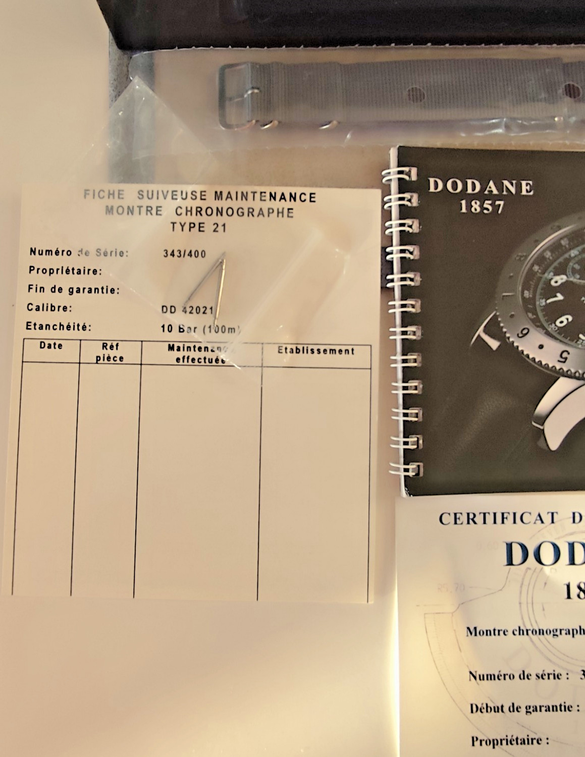 Dodane Type 21 Flyback Auto Chronograph 343/400 Full Set French Military
