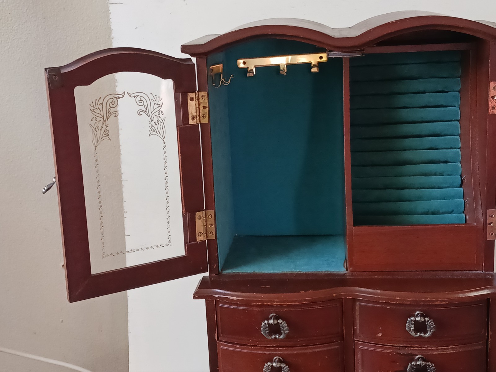 Vintage Table Top Jewelry Armoire 16 X 10″