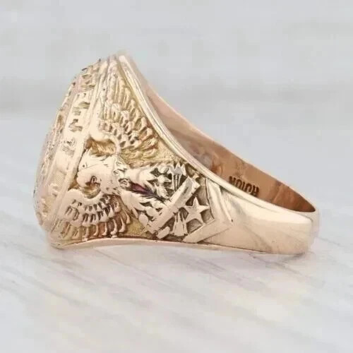 Without Stone Beautiful Men’s US Navy Wedding Ring 14K Yellow Gold Plated Silver