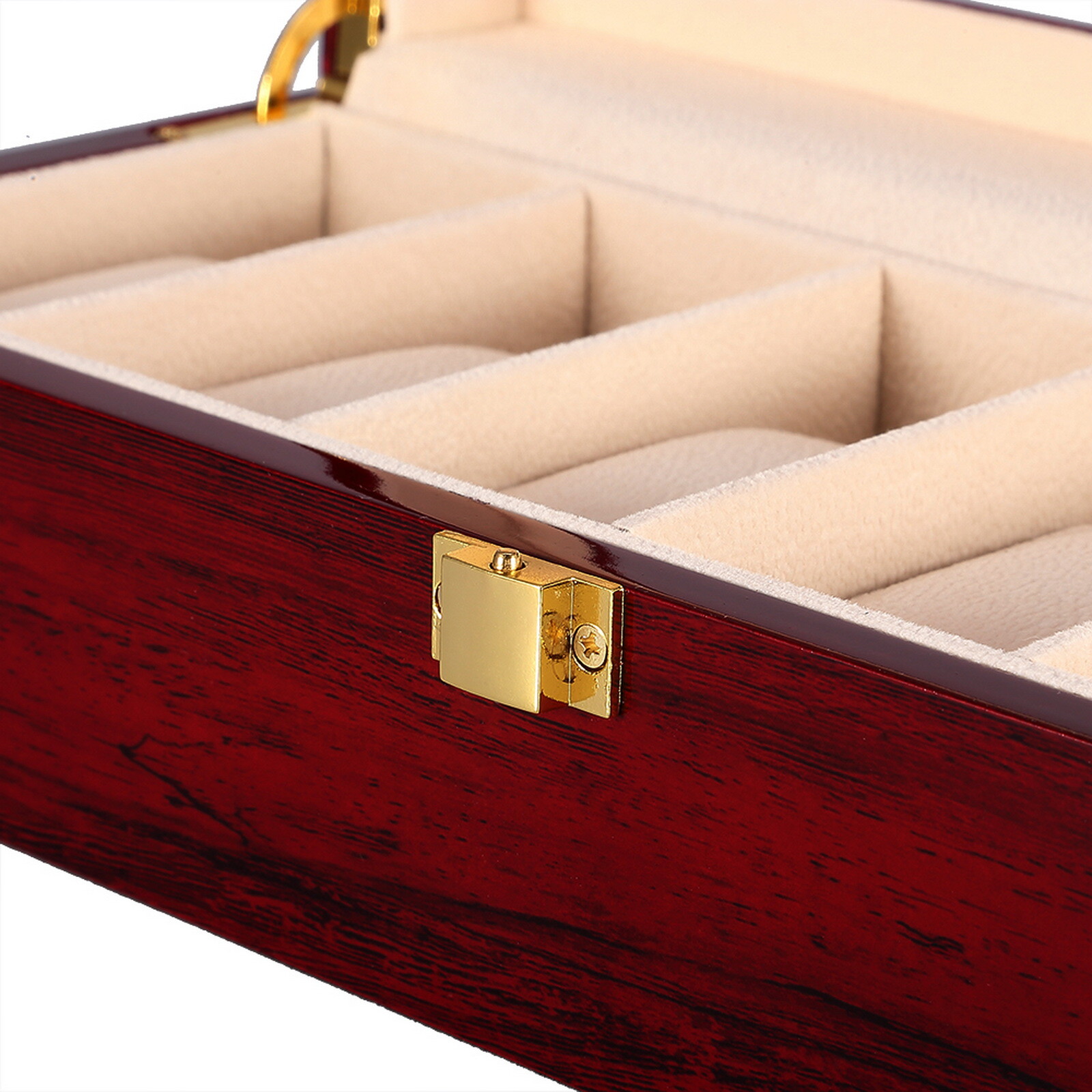 3/6/10/12 Slot Wooden Watch Box Glass Lid Jewelry Organizer Display Case Gift