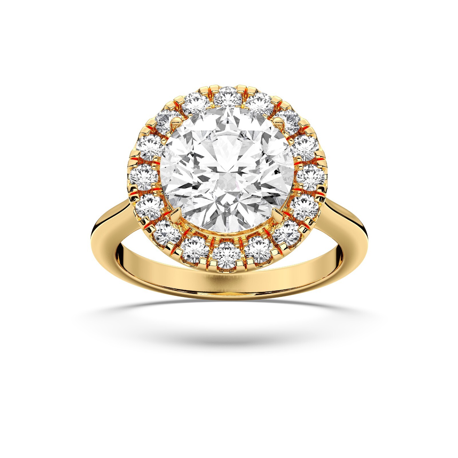 4.70 Carat Round Cut Moissanite Diamond Halo Engagement Ring in Silver For Women