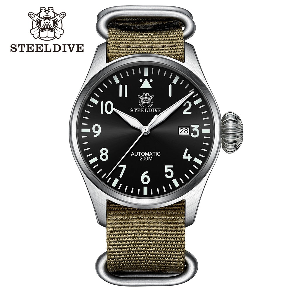 STEELDIVE SD1930 Mens 43mm 200M Automatic Dive Watch NH35 Steel