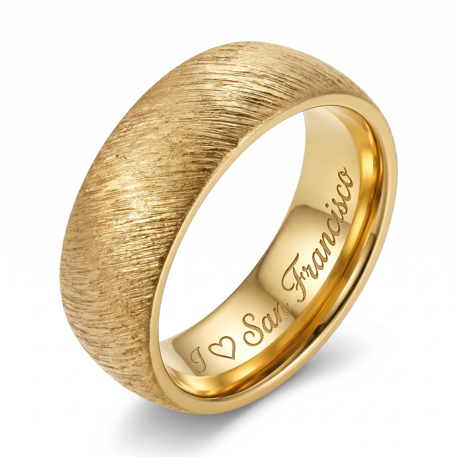 Gold Plated or Black IP Tungsten Ring Brushed Top 8mm Band w Free Engraving