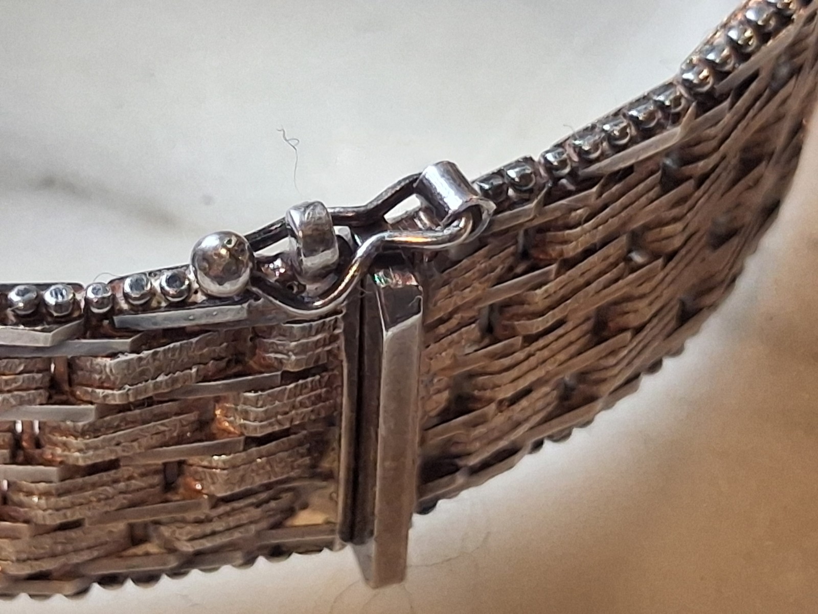 ISC .925 ITALY MARK STERLING SILVER BASKET WEAVE BRACELET SZ-7.5” 45-GRAMS