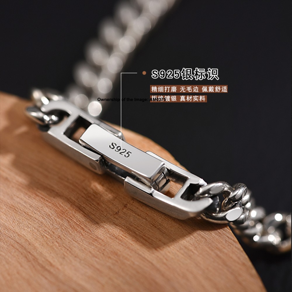 Pure 925 Sterling Silver Curb Chain Bracelet Men Woemn 5mm Link Unisex Jewelry