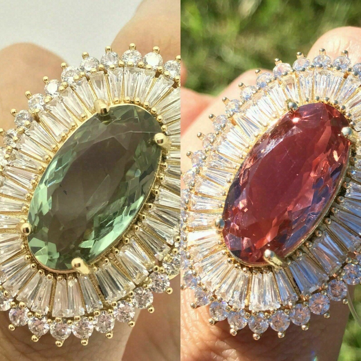 CERTIFIED MASTERPIECE OF ART COLOR CHANGE ALEXANDRITE DIAMOND RING ITALY SIZE 8