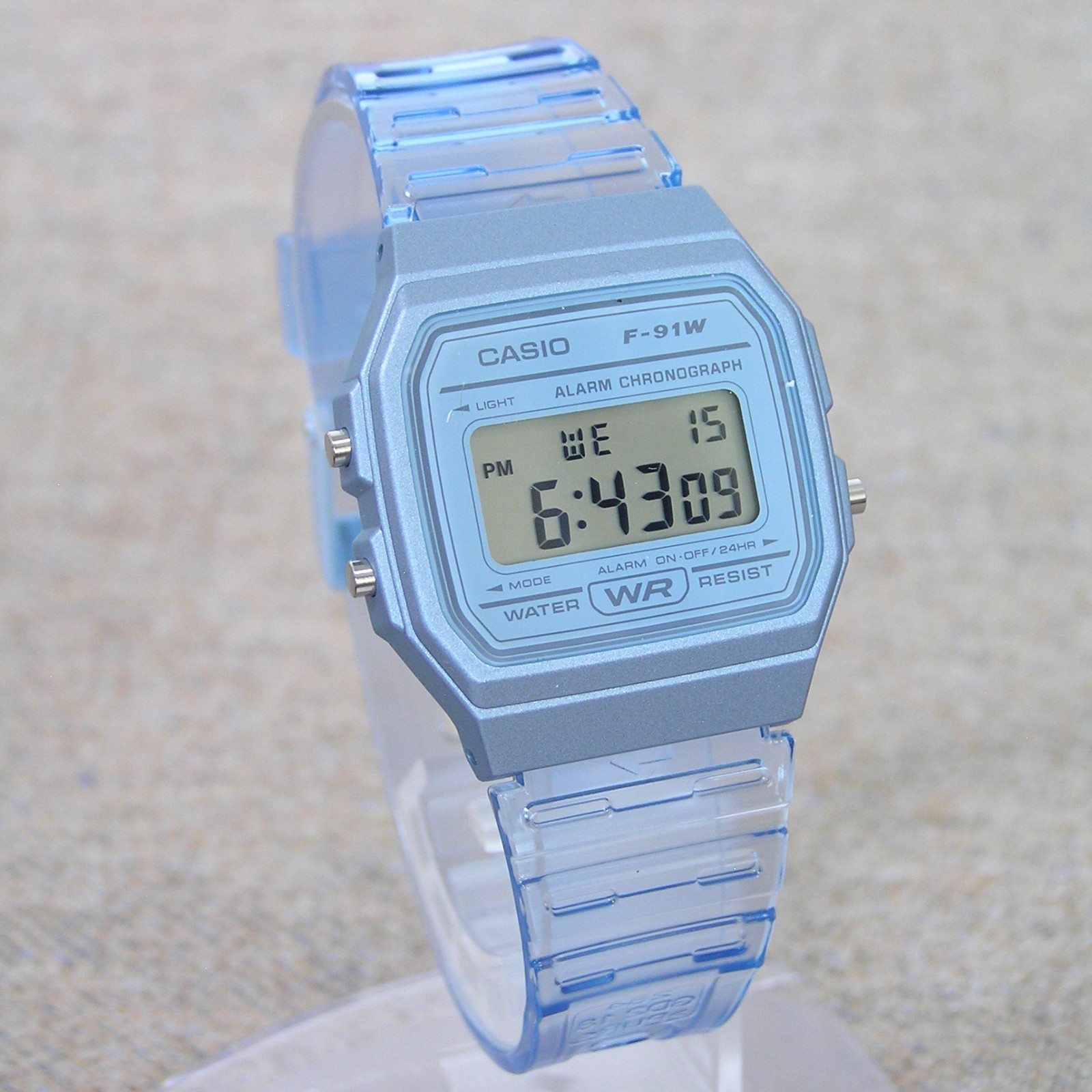 UK STOCK CASIO F-91WS-2JH Japan Exclusive Digital Watch Clear Blue Import Model