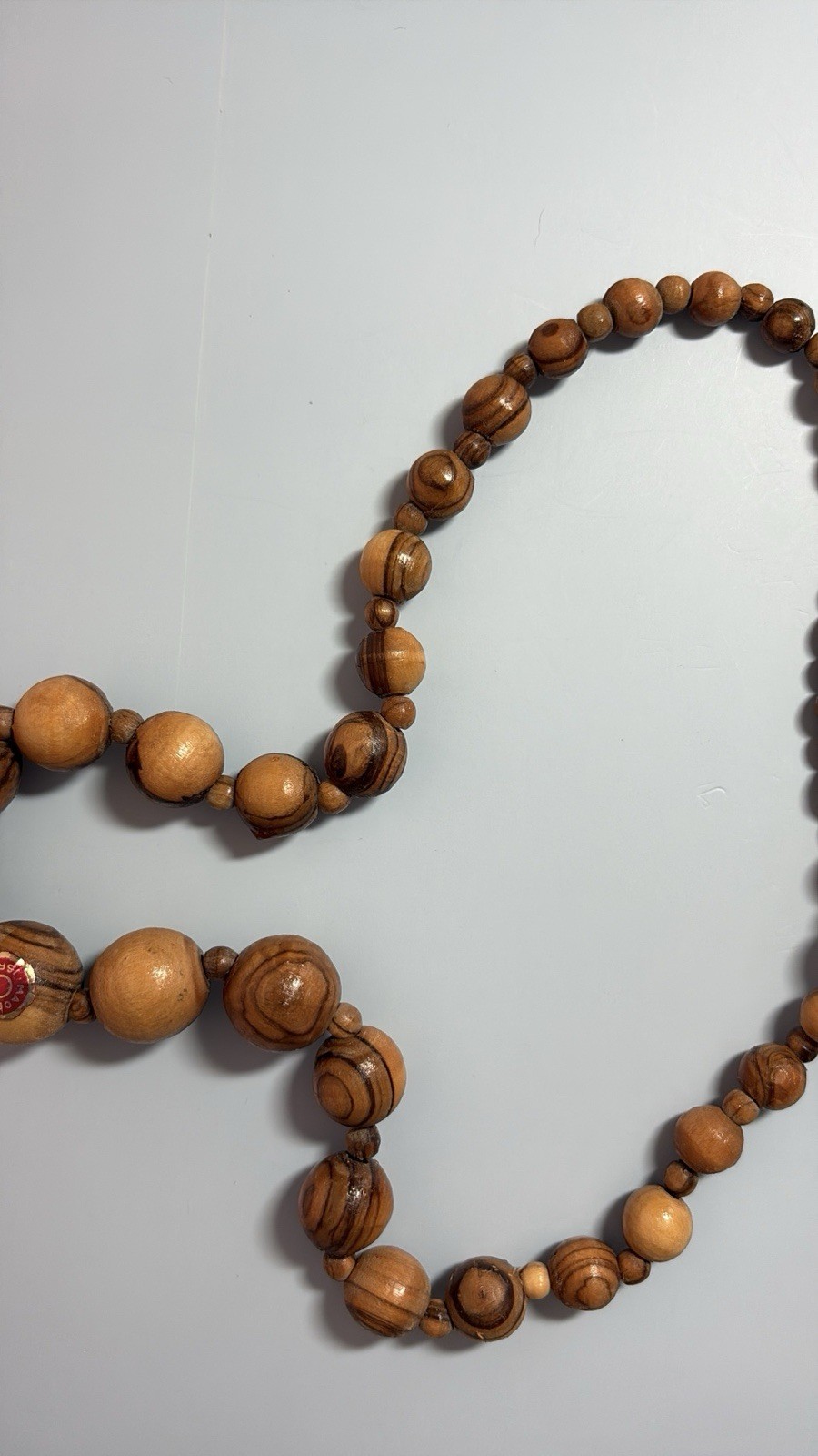 Handcrafted Beaded Wood Necklace Brown Made in Israel Women