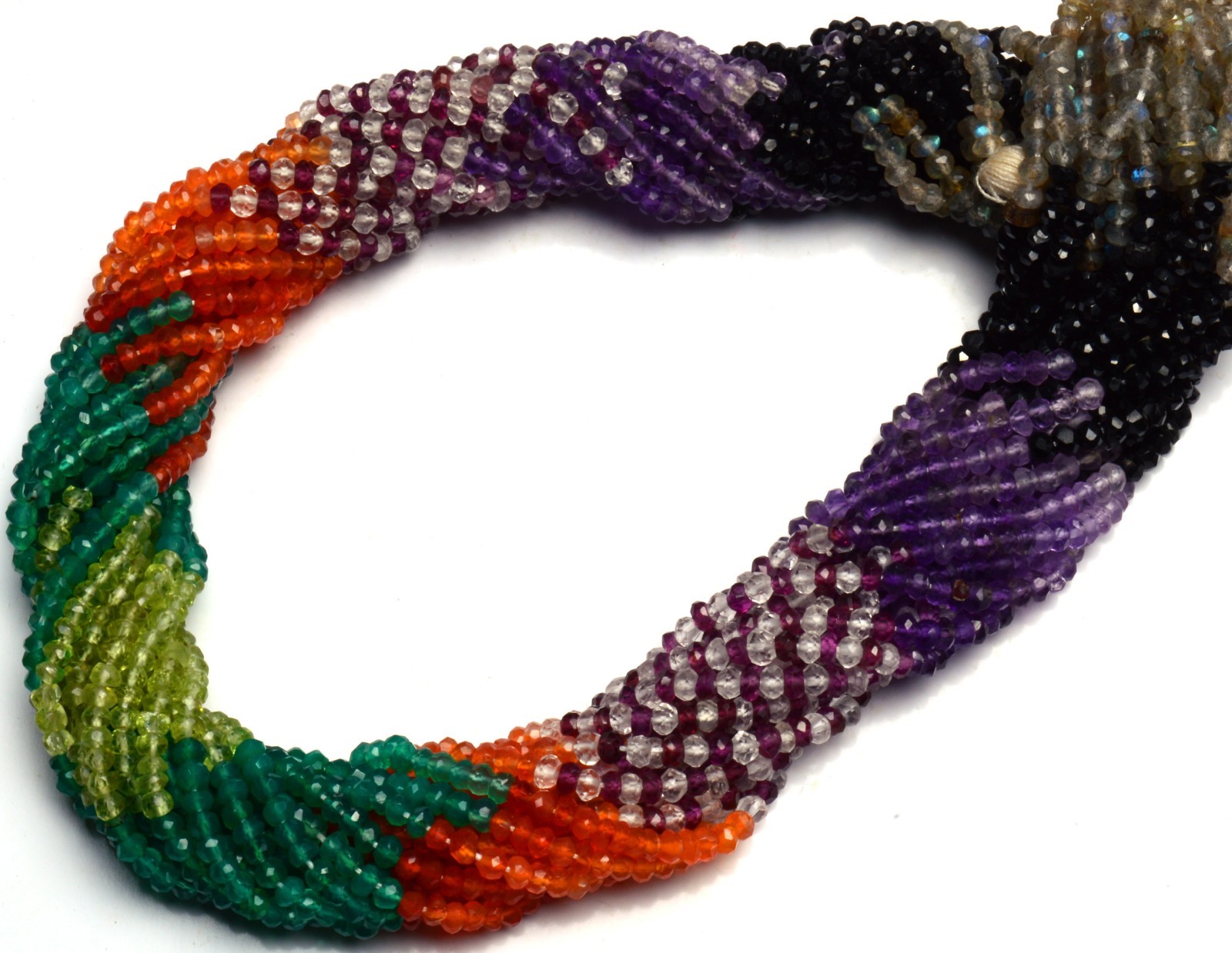 Natural Mix Gemstones Micro Faceted 3MM Approx. Rondelle Beads Strand 14″