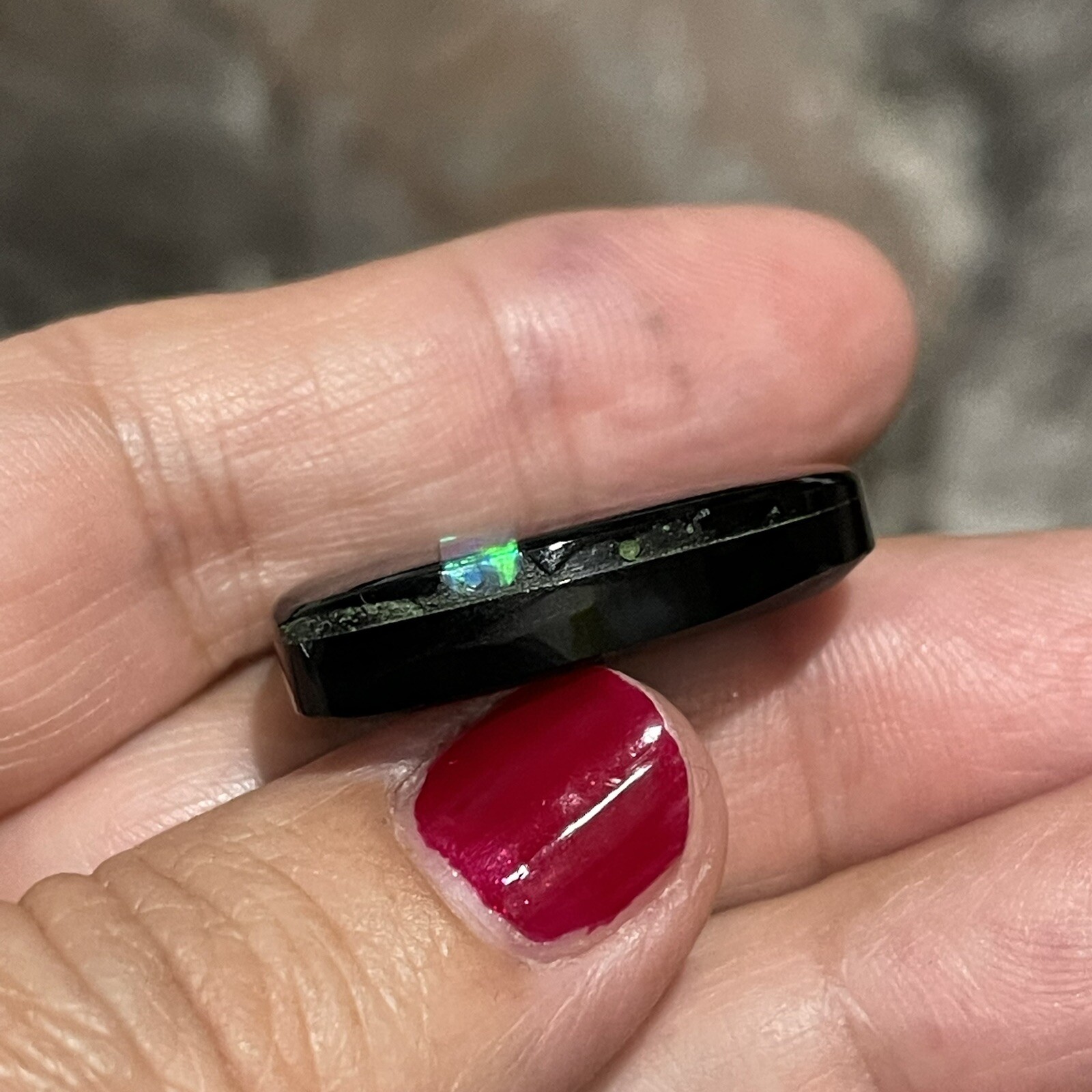29ct 27.4c17.2×6.2mm Black Onyx And Lab Created Opal Inlay Intarsia Cabochon
