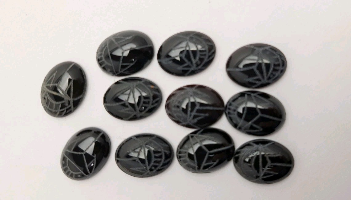 11 pieces Black Oval 16×12 mm Gemstones Unique Design Cabochon Cut