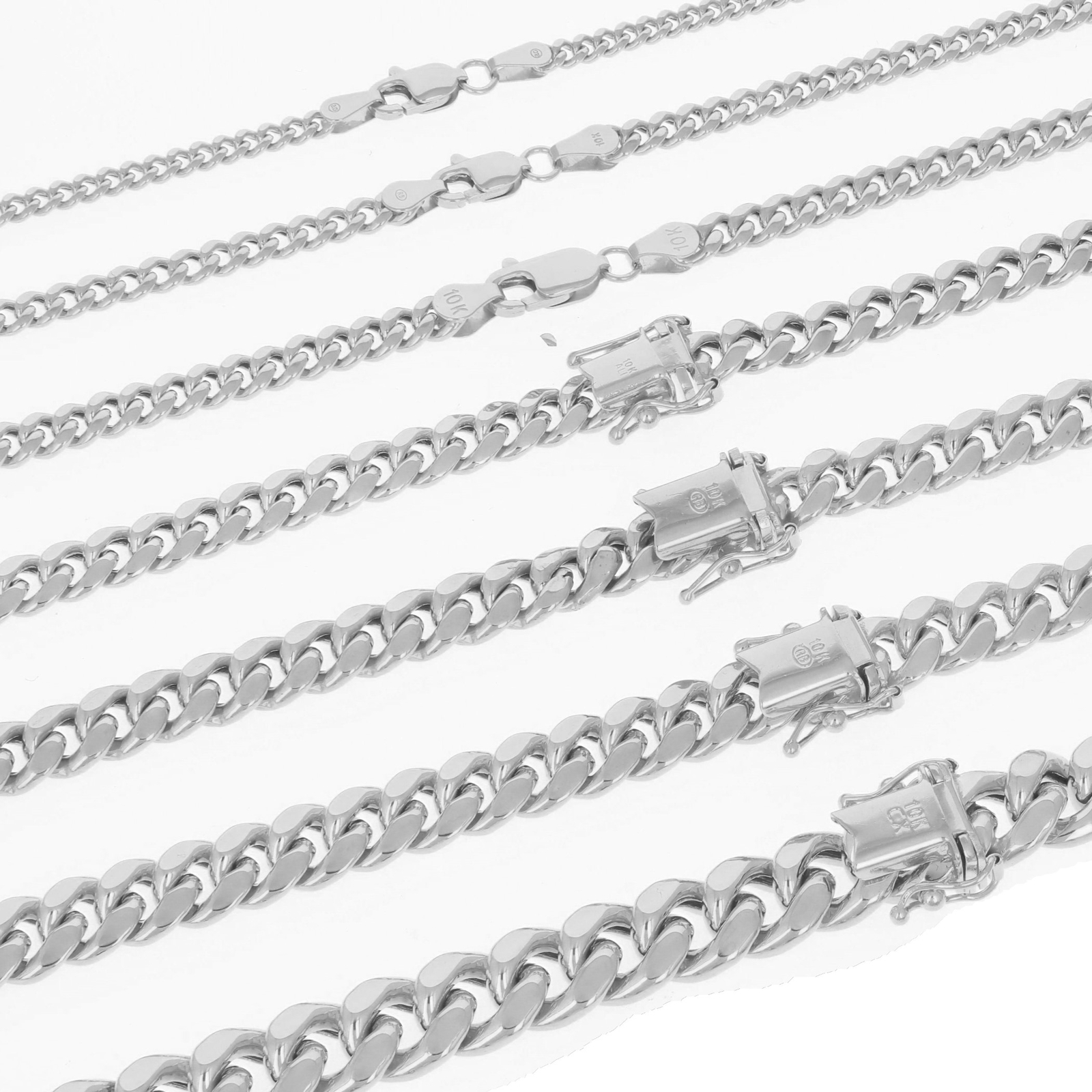 10K White Gold 3mm-9mm Miami Cuban Link Chain Bracelet Mens Womens 7″ 7.5″ 8″ 9″