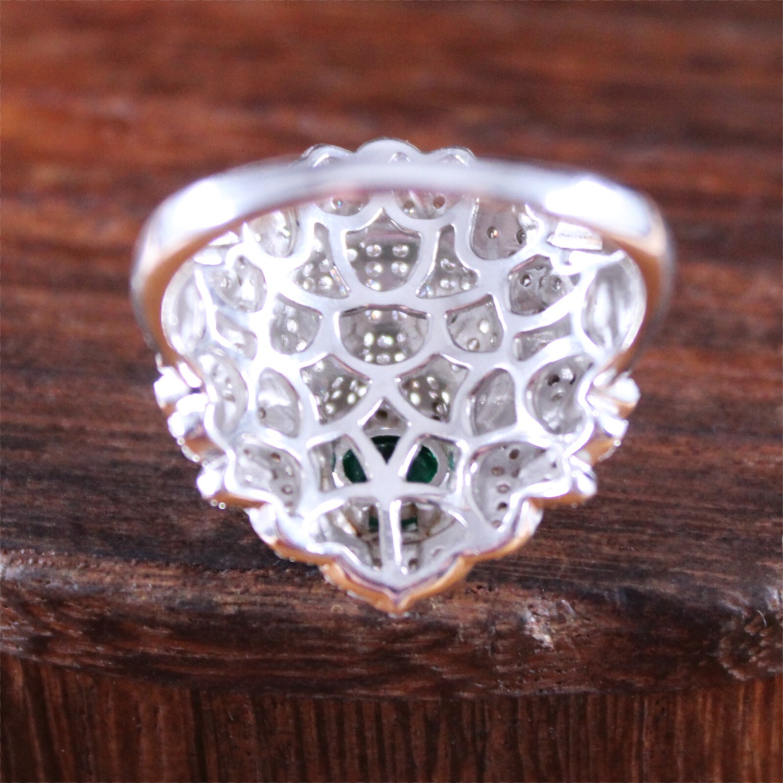 Fuzion Creations Green & White Crystal Lion Head Ring Sterling Silver Size 12