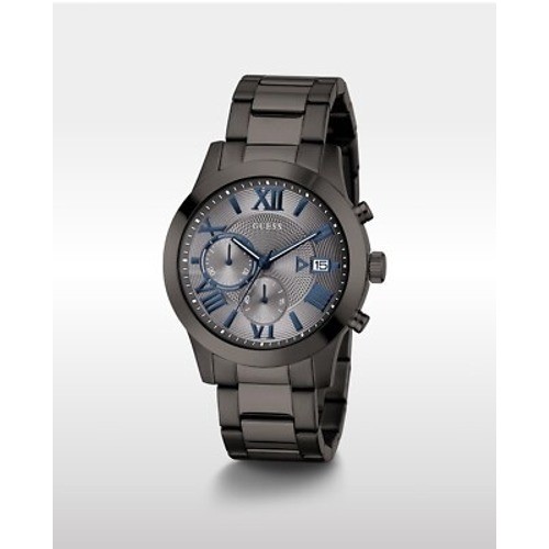 Guess Mens U0668G2 Chronograph Gunmetal Grey Blue Roman Numeral Watch