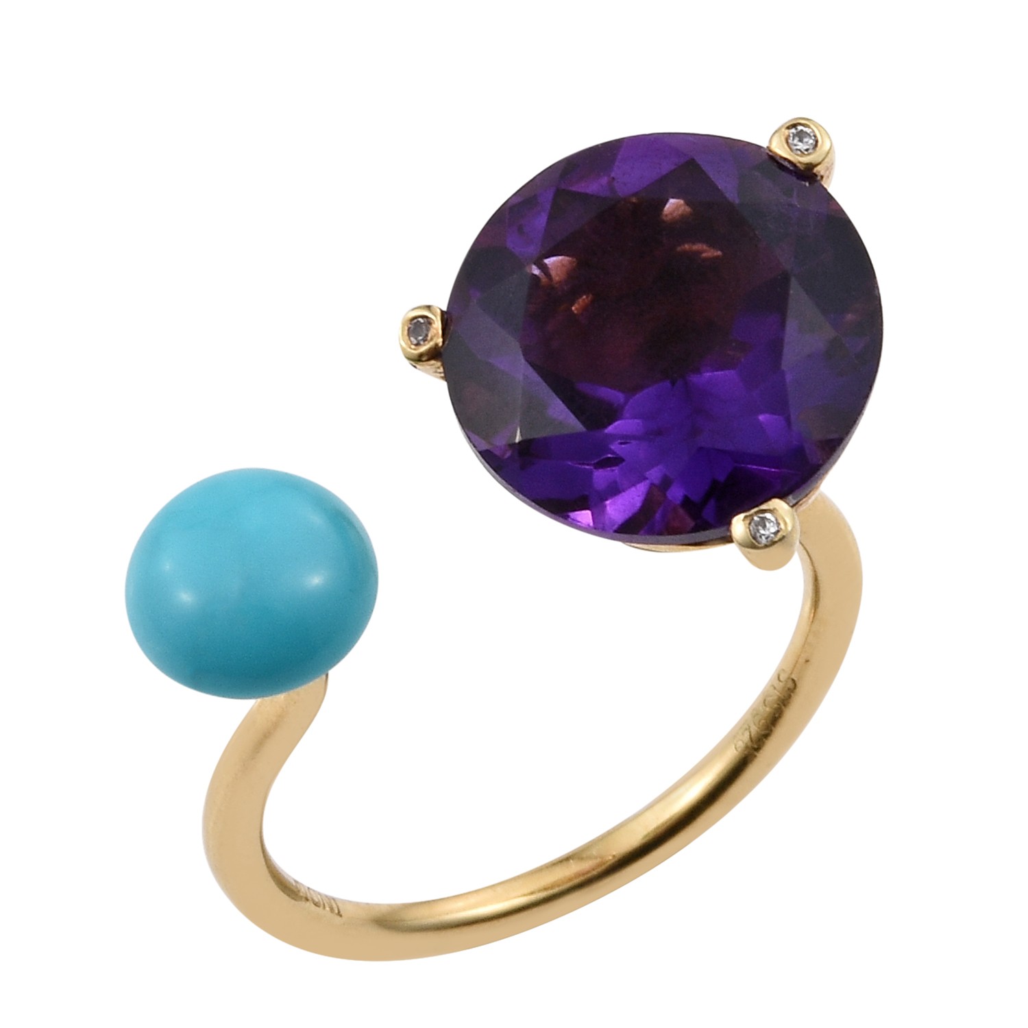 Yellow Gold Rhodium Plated 925 Sterling Silver Ring With Natural Natural white z