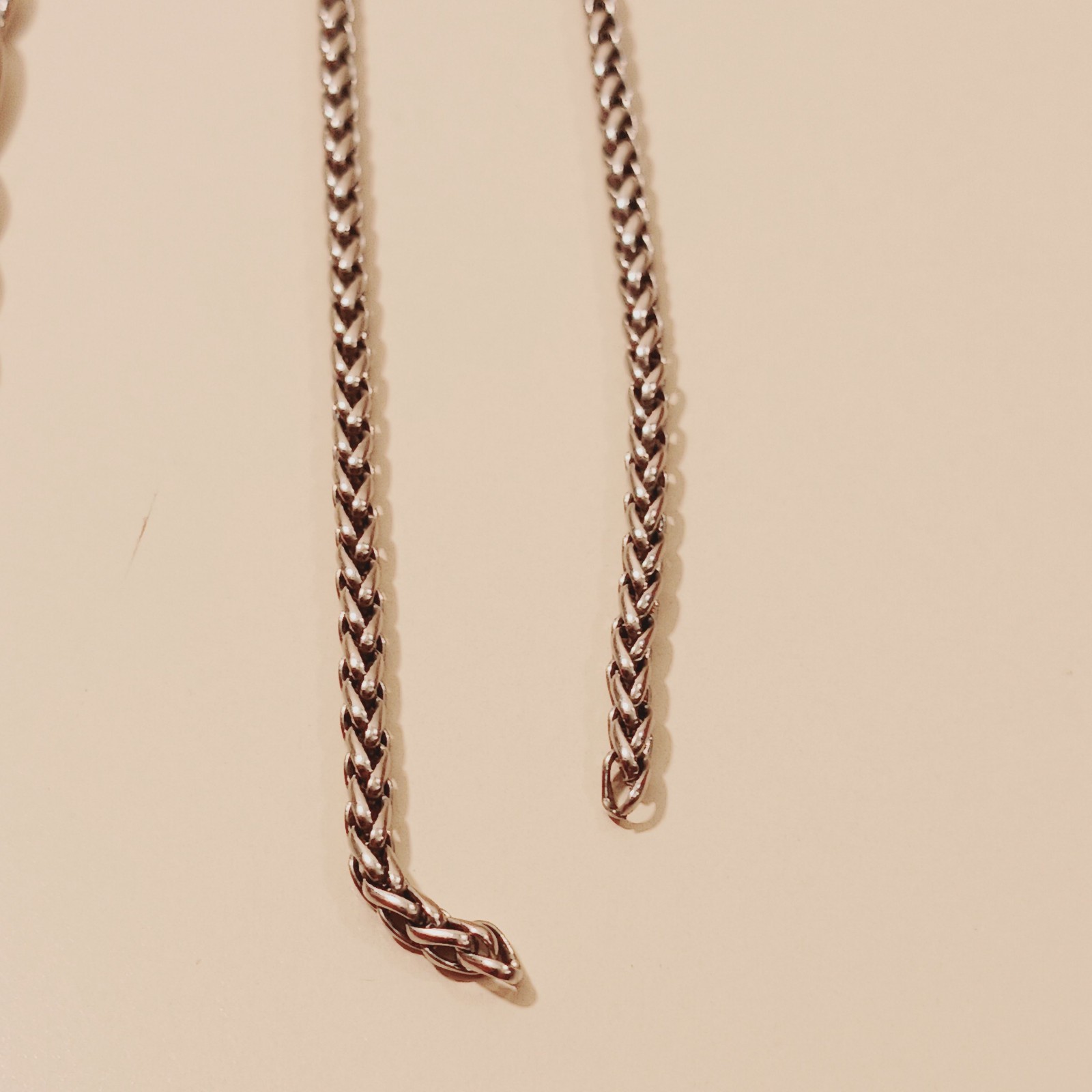 Stainless Steel Jewelry Set Lot: Byzantine Anklet 9″ Figaro Necklace 21″ Curb An
