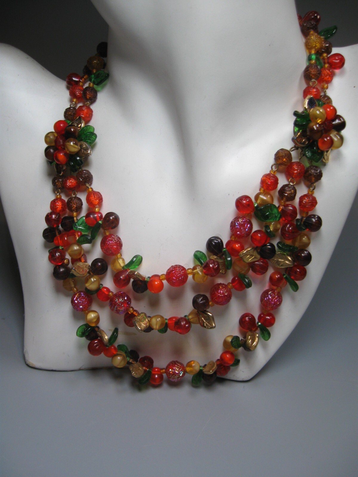 Vintage 3 Strand Necklace Plastic/Resin?