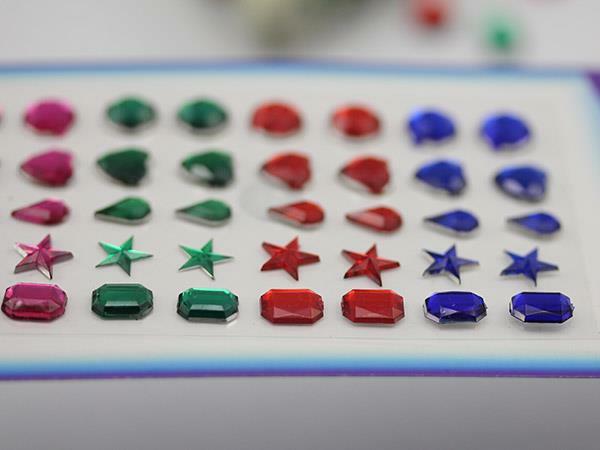 Stick On Rhinestones Plastic Face Gems Body Jewels Cards For DIY Craft & Parties