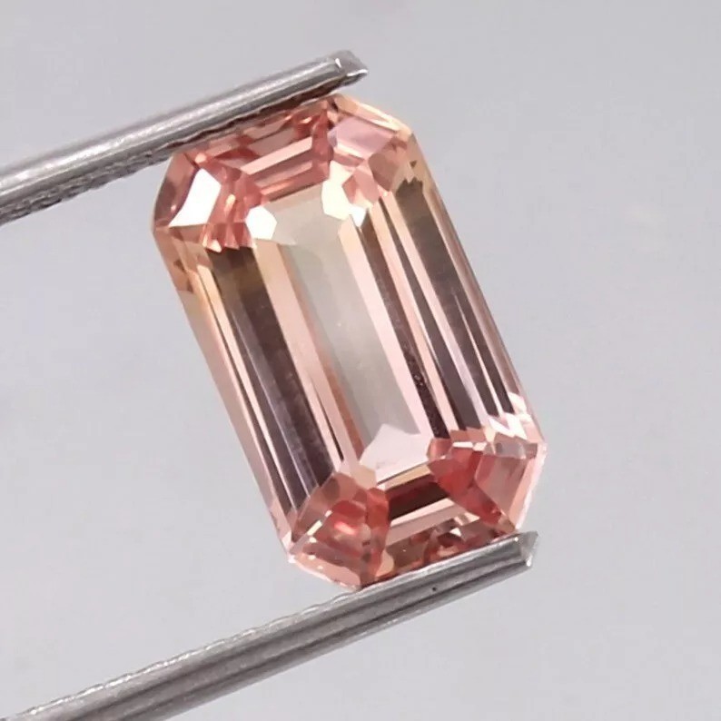 Top Grade Ceylon Padparadscha Sapphire 9.80 Ct Loose Long Emerald Cut Unheated