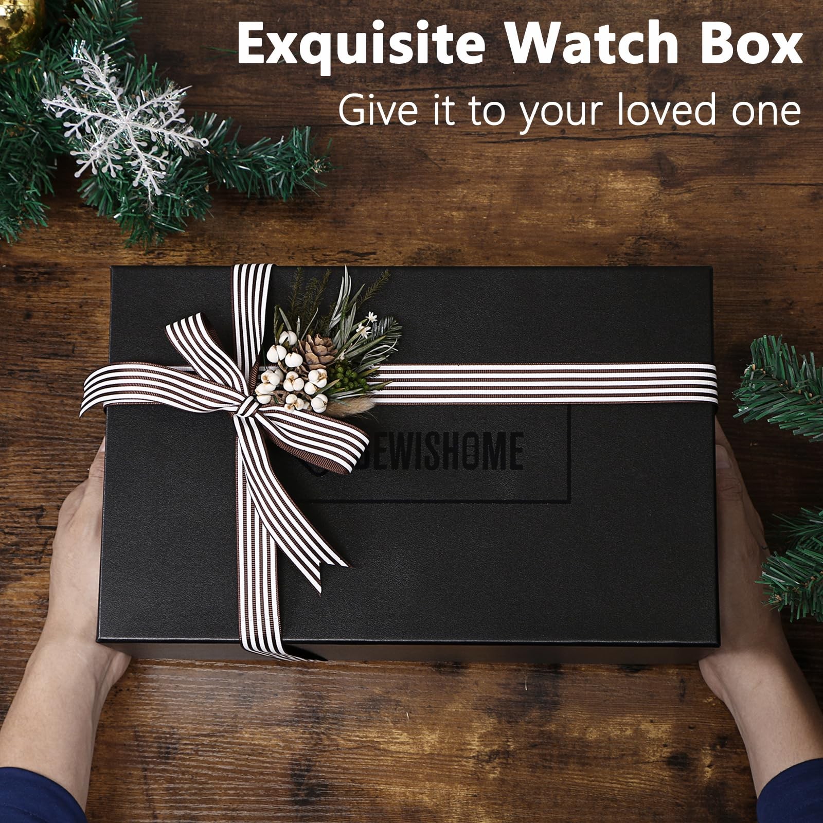 BEWISHOME High-End Watch Box, 20-Slot Case with Large Medium, Brown