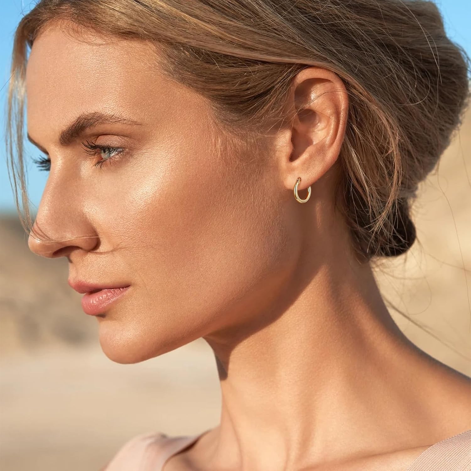 Elegant 14K Gold Plated Hoop Earrings | Hypoallergenic Minimalist Jewelry