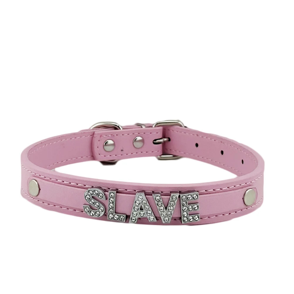 Customized Letters Daddy Slave Collar Rhinestone Bdsm Chocker Necklace Party V4