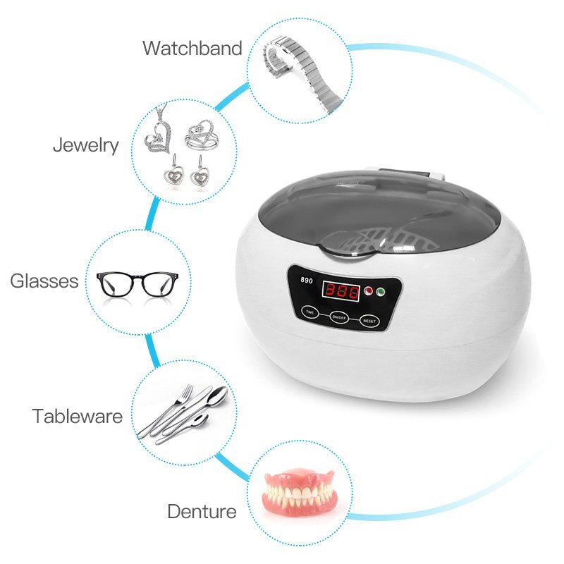 Stainless Steel Ultrasonic Cleaner Jewelry Watch Glasses Coin Cleaning Machine
