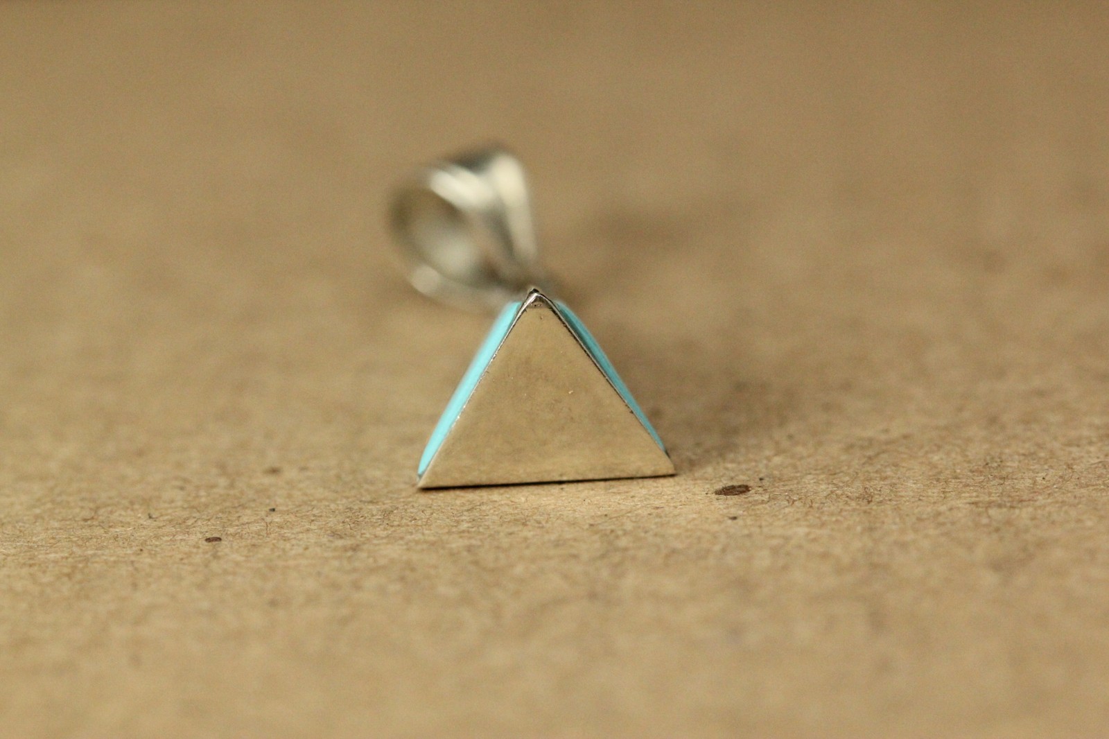 Faux Opal & Turquoise Sterling Silver 925 Pyramid Pendant 3.2 grams (PEN10060)