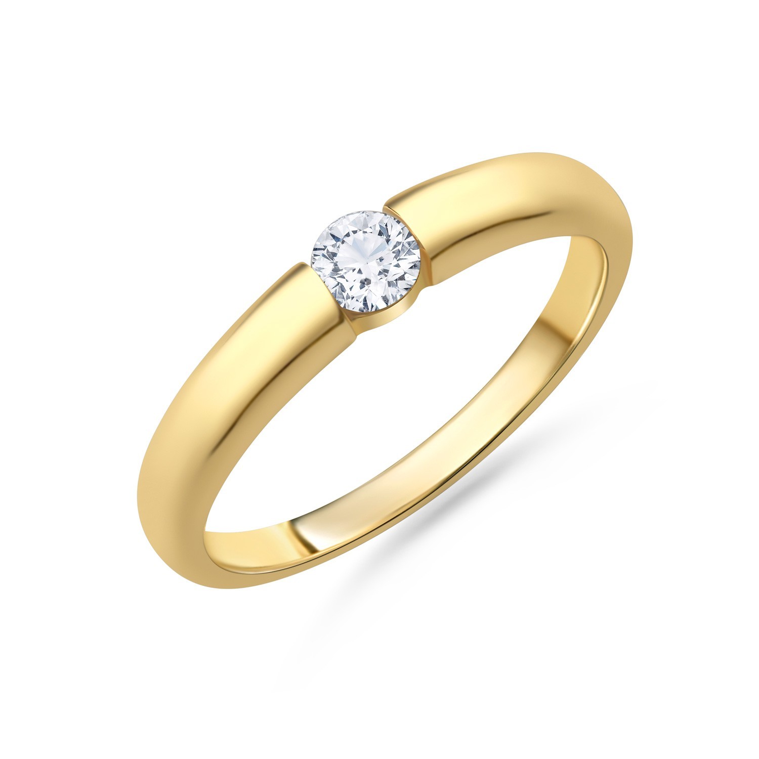 Lovebird Ladies Lab Grown Brilliant 0.20ct Yellow Gold Ring 585 Sizes 54 56 58 60