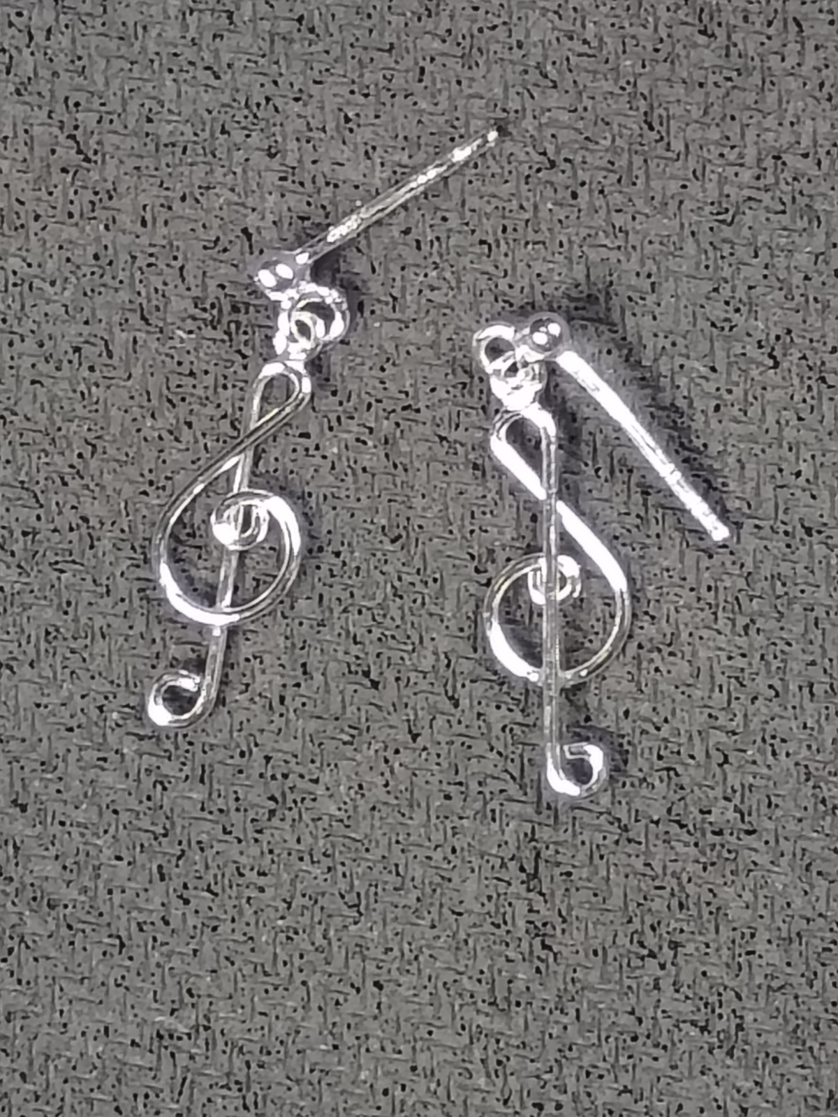 Elegant Sterling Silver Treble Clef Dangle Earrings – Musical Note