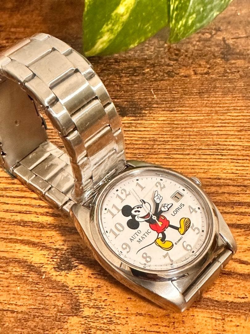 Mickey Mouse Wristwatch White/Silver Analog Mechanical from Japan Automatic