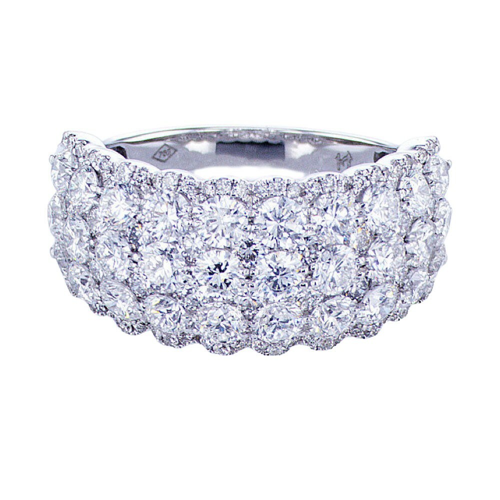 18Kt white Gold 3.54Ctw Round Cut F-G SI1 Diamond Fashion Diamond Ring
