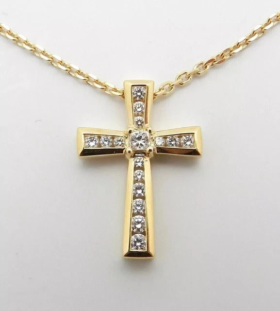 2.00 Ct Round Cut Lab Created Diamond Cross Pendant 2Ct 14K Yellow Gold Plated