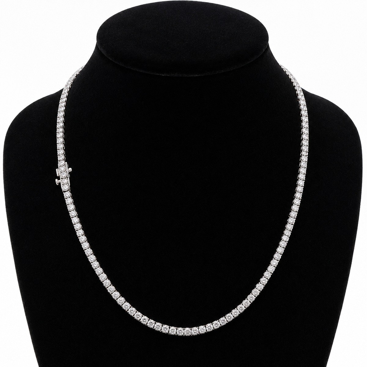 20.00 Ct Lab Grown Diamond Tennis Necklace 14k White Gold 24 Gm E F VVS 17 Inch