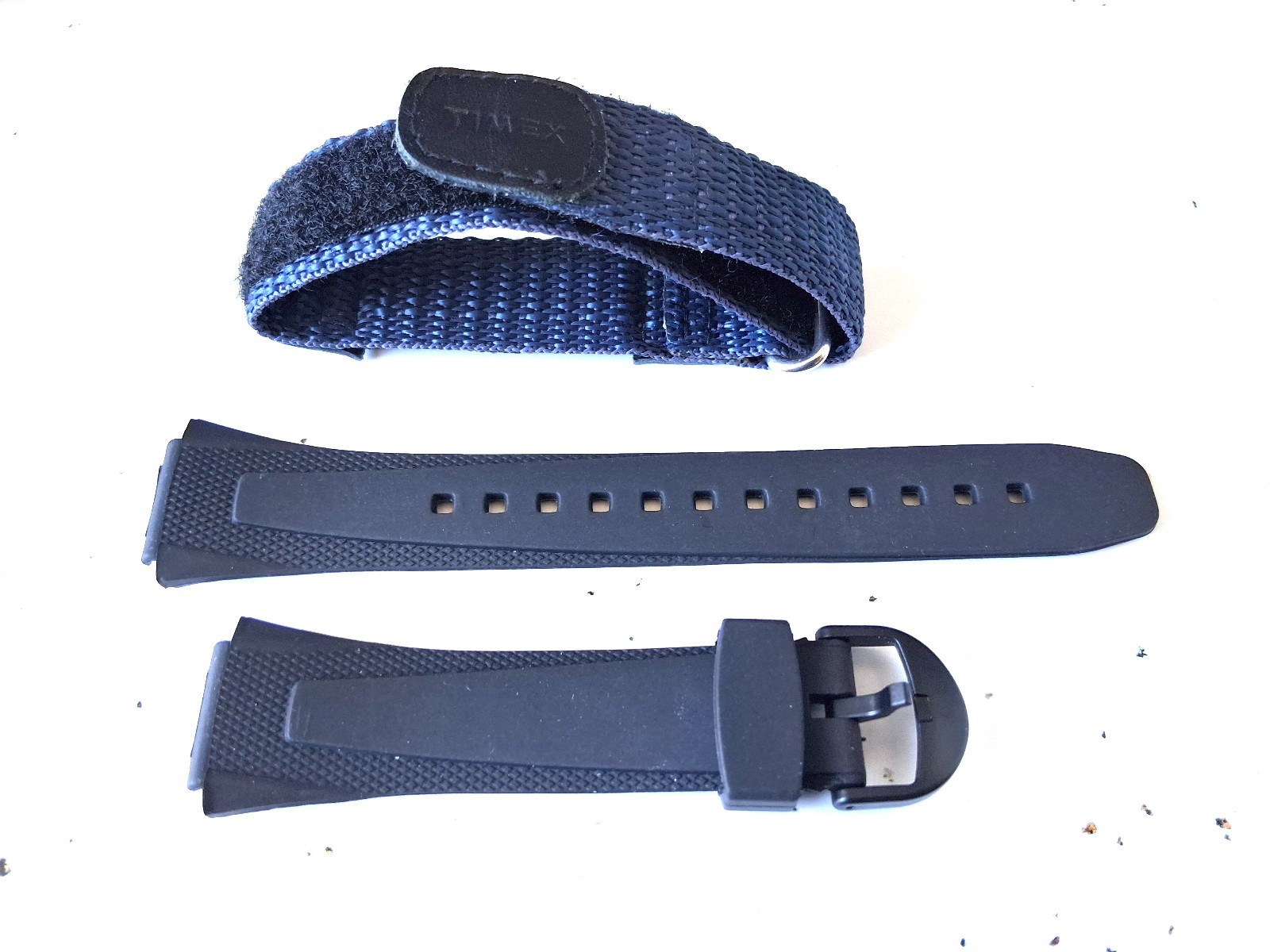 Timex Hook & Loop Navy Blue Nylon Watchband 18mm + Rubber sport band 18mm..Both!