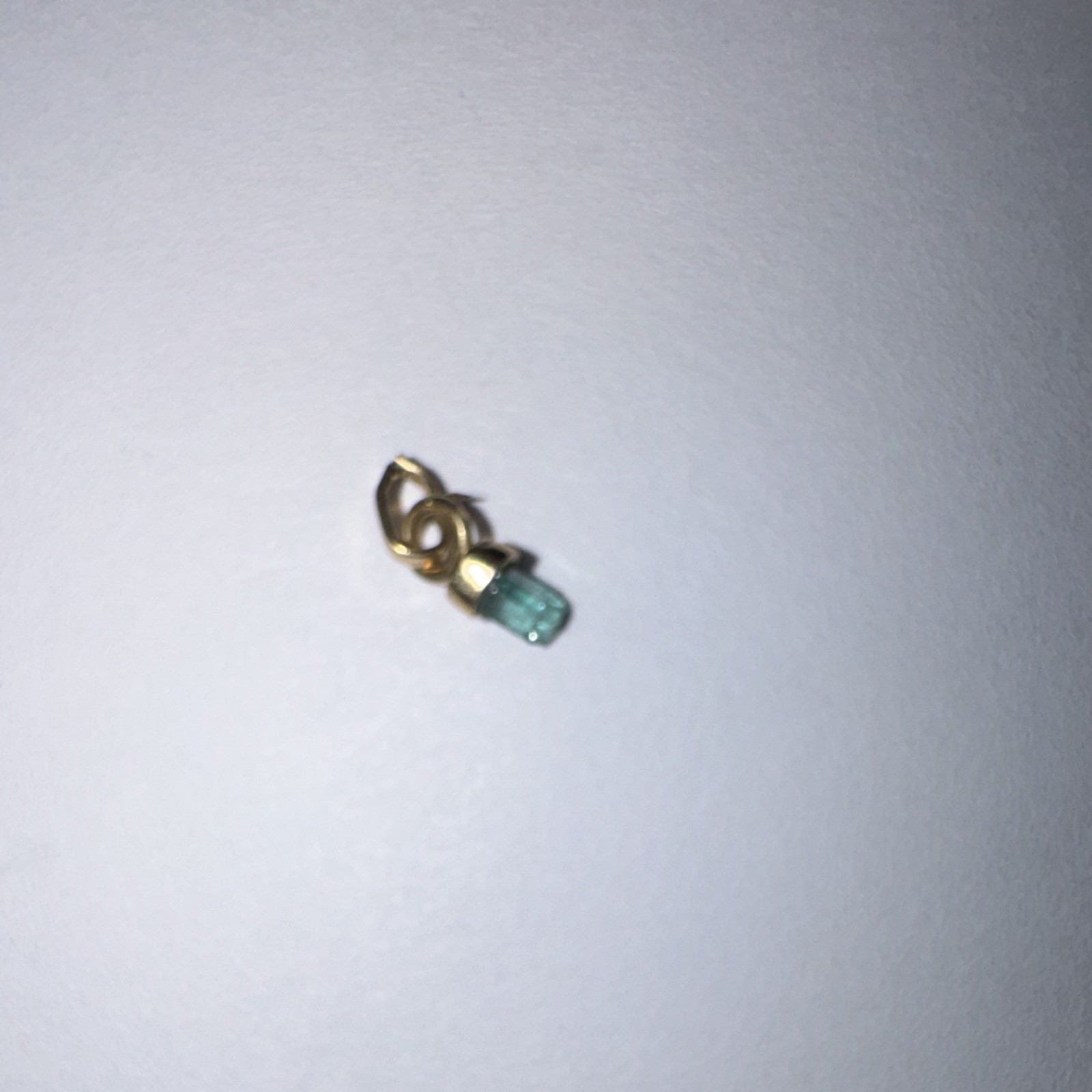 Green Rectangular Stone Bar Pendant Charm w/ Gold Tone Cap, 13.7 mm, 1 Stone