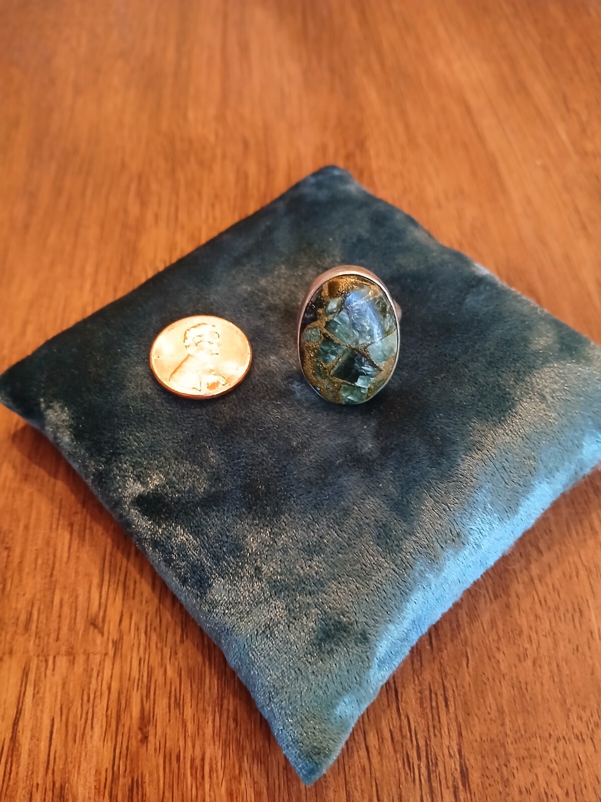 925 Sterling Silver Copper Seraphinite Adjustable Ring (Sizes 7-9)