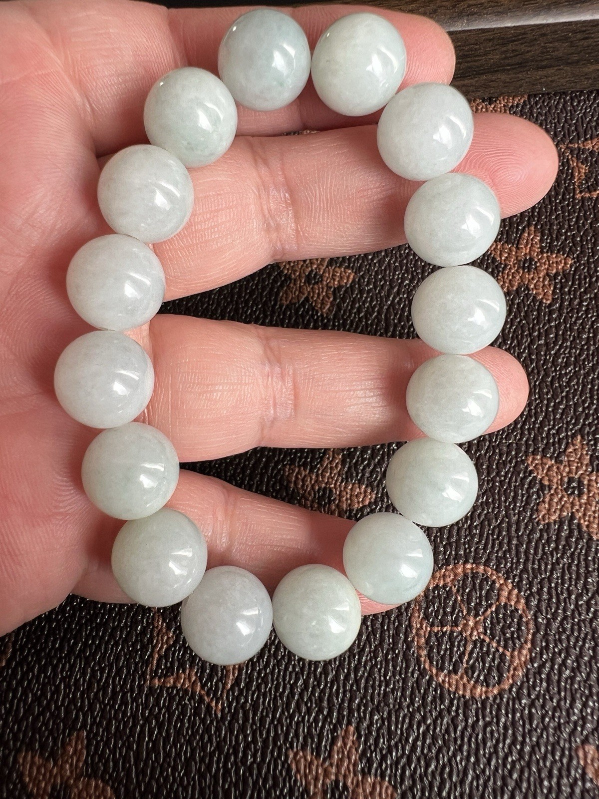 Natural Type A Jadeite Jade Bracelet 13mm Large Beads