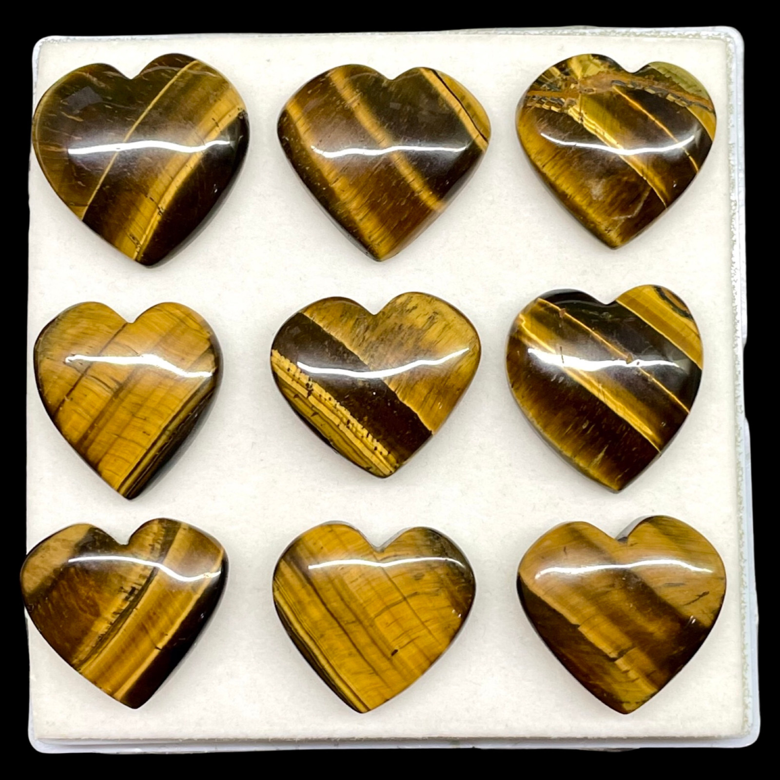 9 Pcs Natural Tiger Eye 22-25mm Huge Heart Shape Pendant Size Gemstones Lot