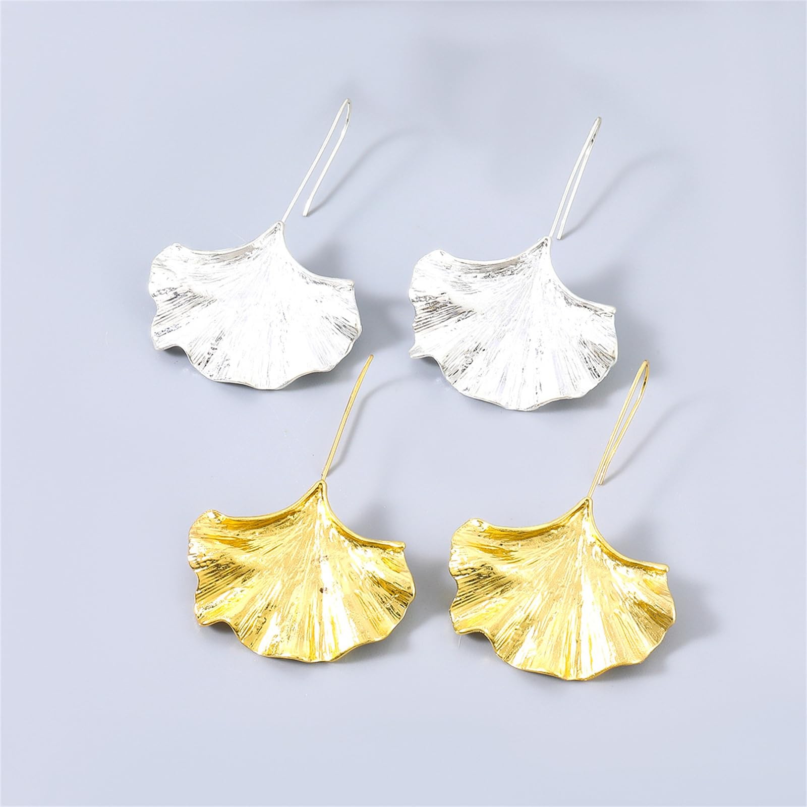 Ginkgo Leaf Earrings Gold Silver Plated Boho Vintage Leaves Flower Plant Geom…