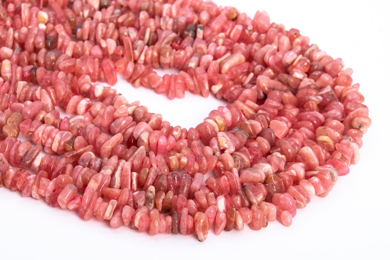 4-10MM Rhodochrosite Beads Red Pink AAA Pebble Chips Natural Gemstone Loose Bead