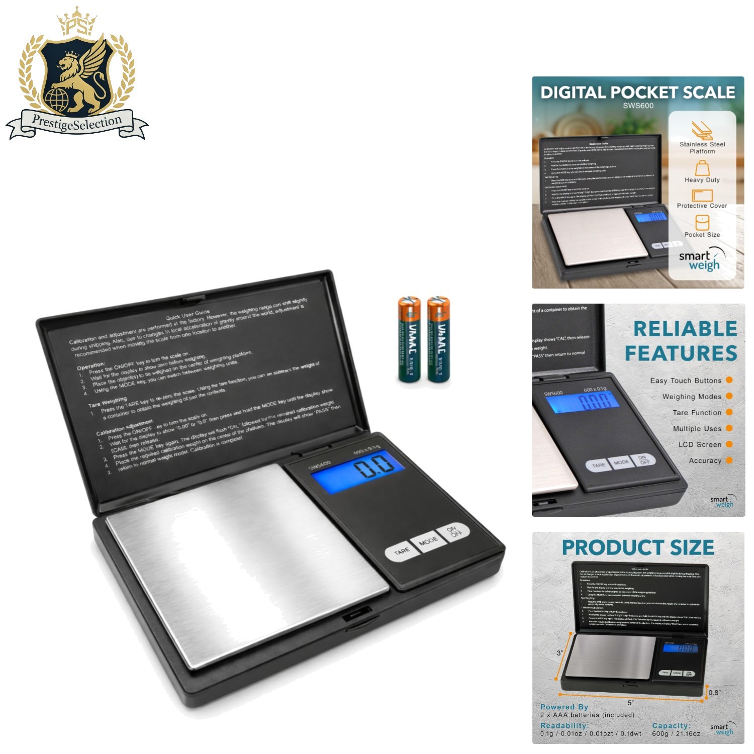 Compact 600g Digital Scale with High Precision – Auto Shut Off & Tare Function