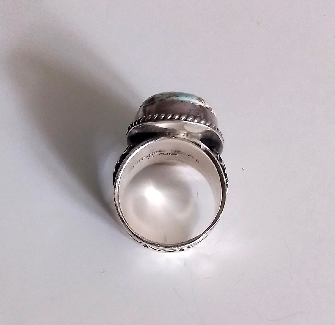 SUNSHINE REEVES Dry Creek Turquoise Sterling Silver Ring Size 11.5 Navajo