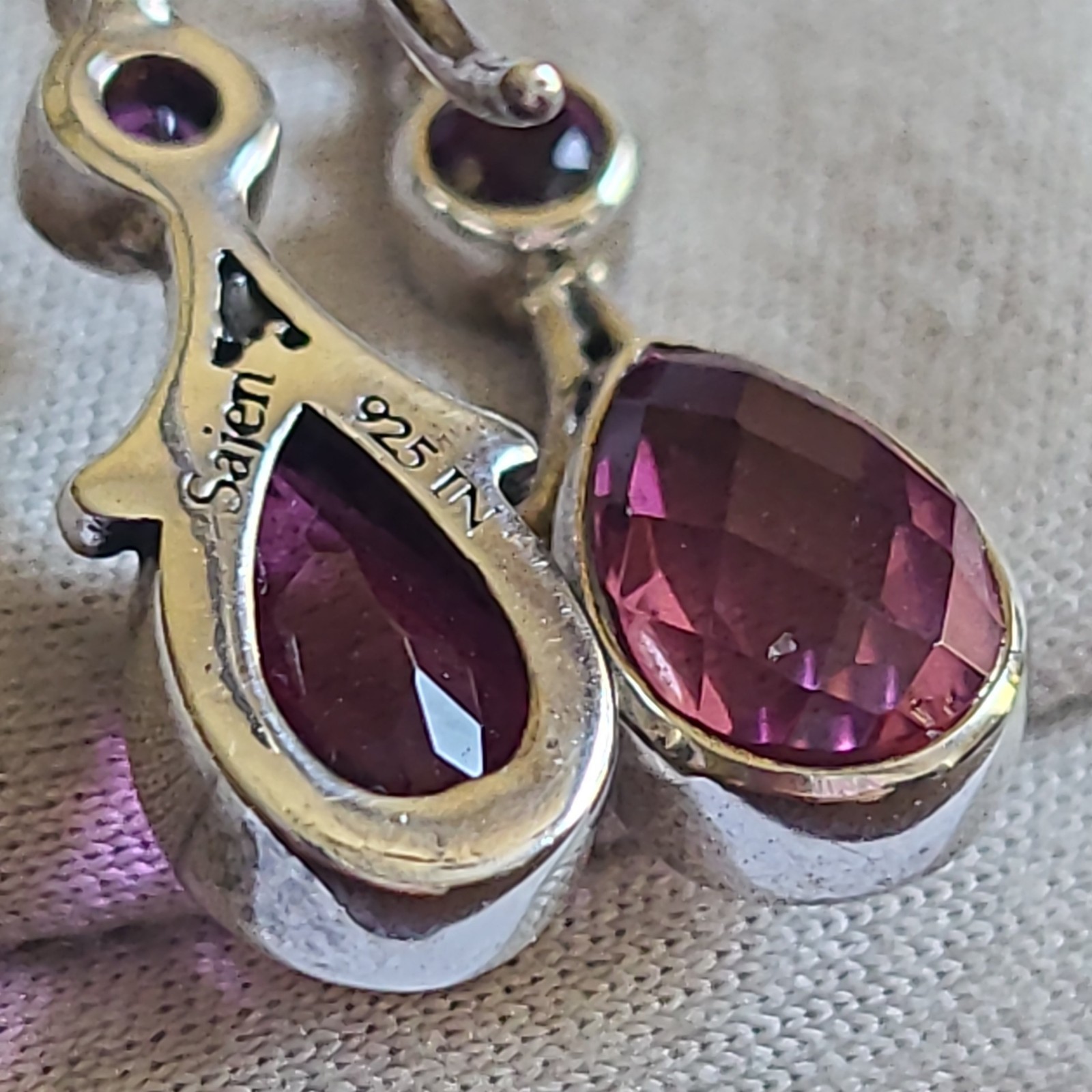 Beautiful SAJEN Purple Amethyst French Wire Earrings Sterling Silver 925
