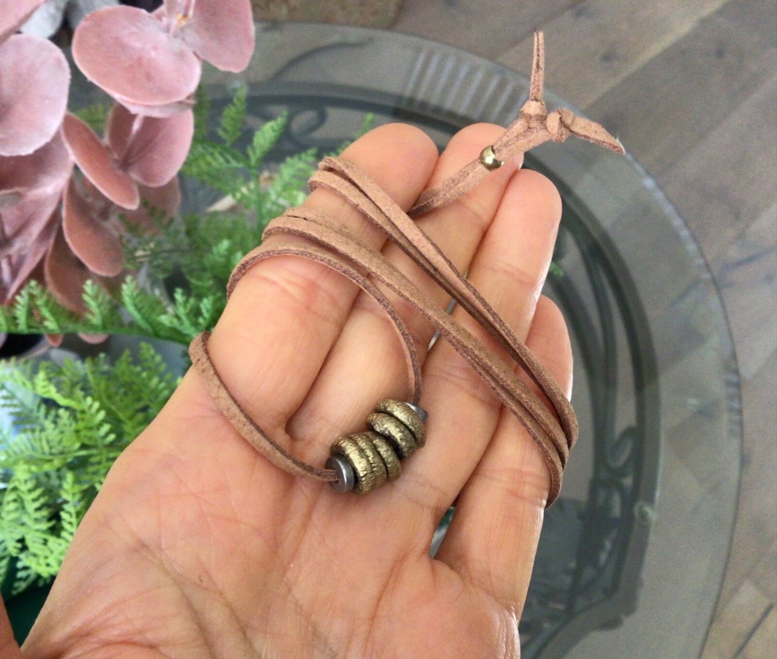 NEW Sundance Charm Necklace suede cord handmade artisan simple jewelry