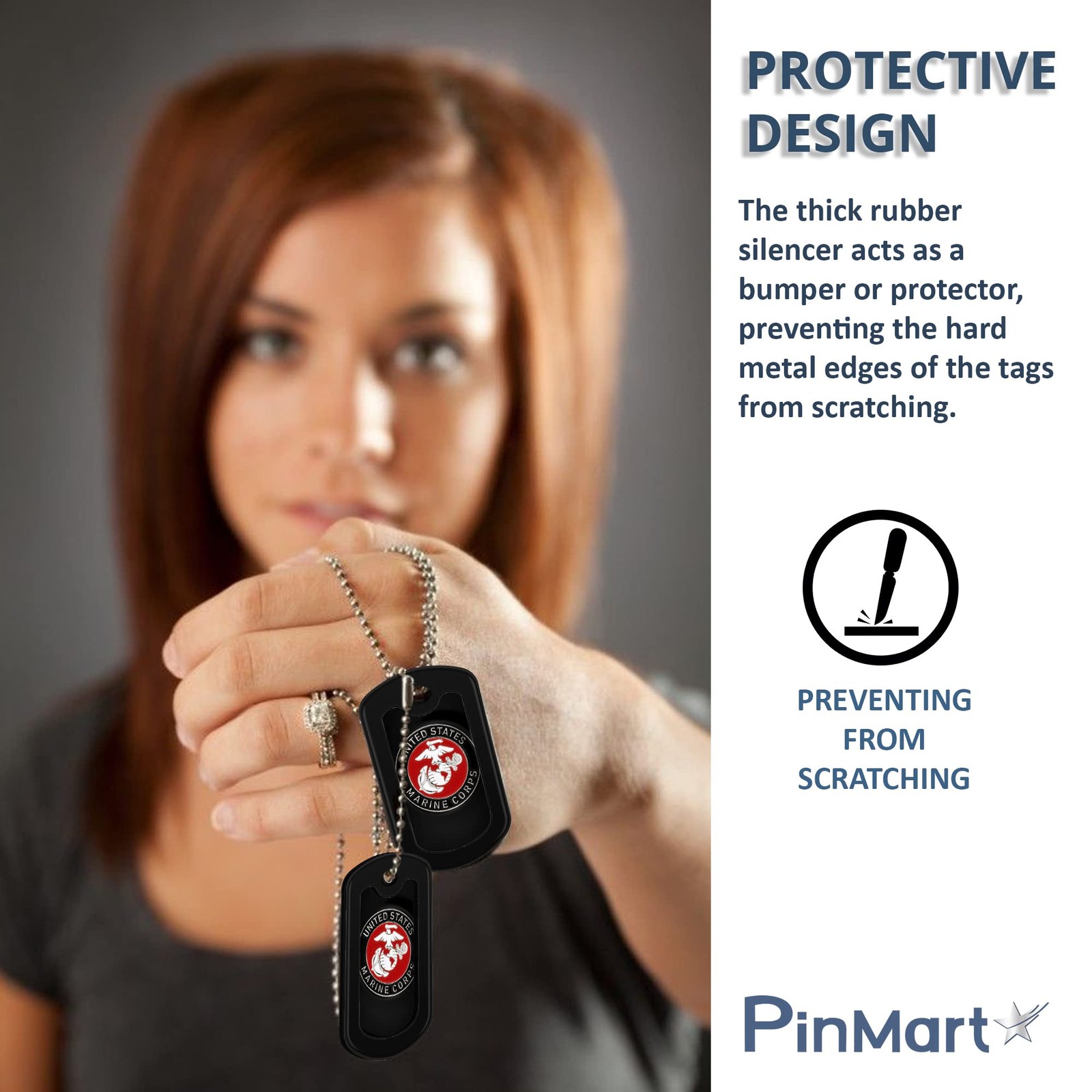 PinMart Black Military Dog Tags Silencers – Engraved Dog Tag Holder – Silicon…