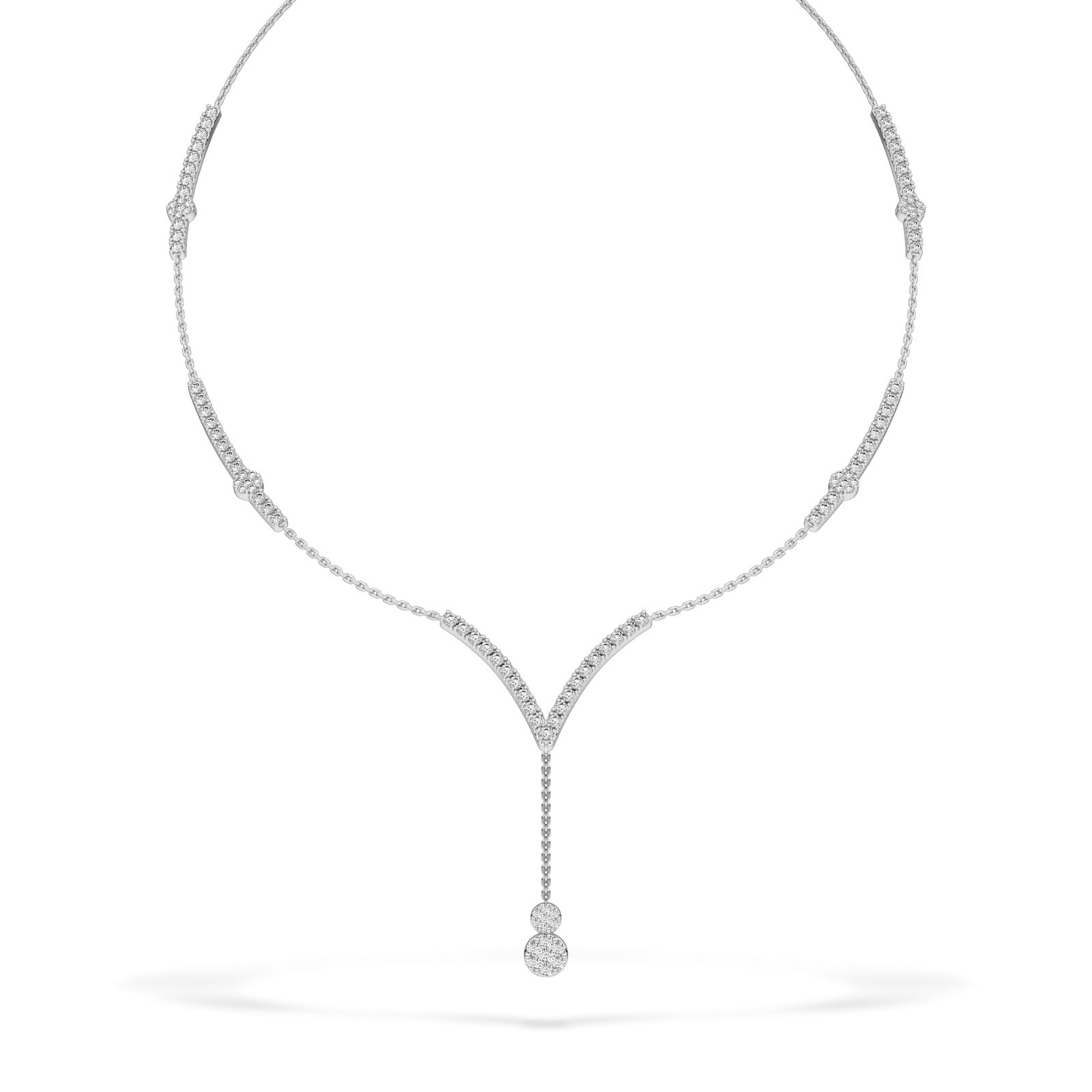 Elegant Round Cut Natural or Lab Grown Diamond Y Necklace in 10K 14K 18K Gold