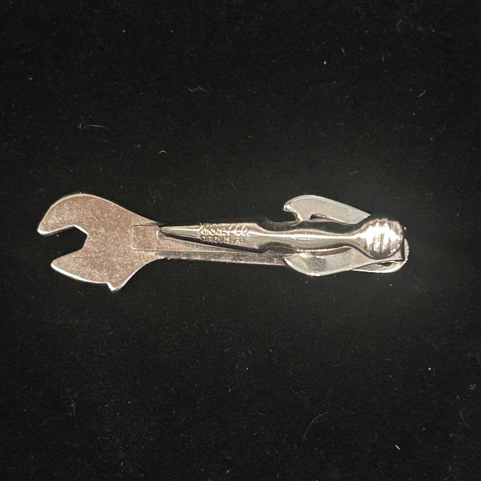 Vintage Kinney Co. Miniature Crescent Adjustable Wrench Tie Clip Clasp