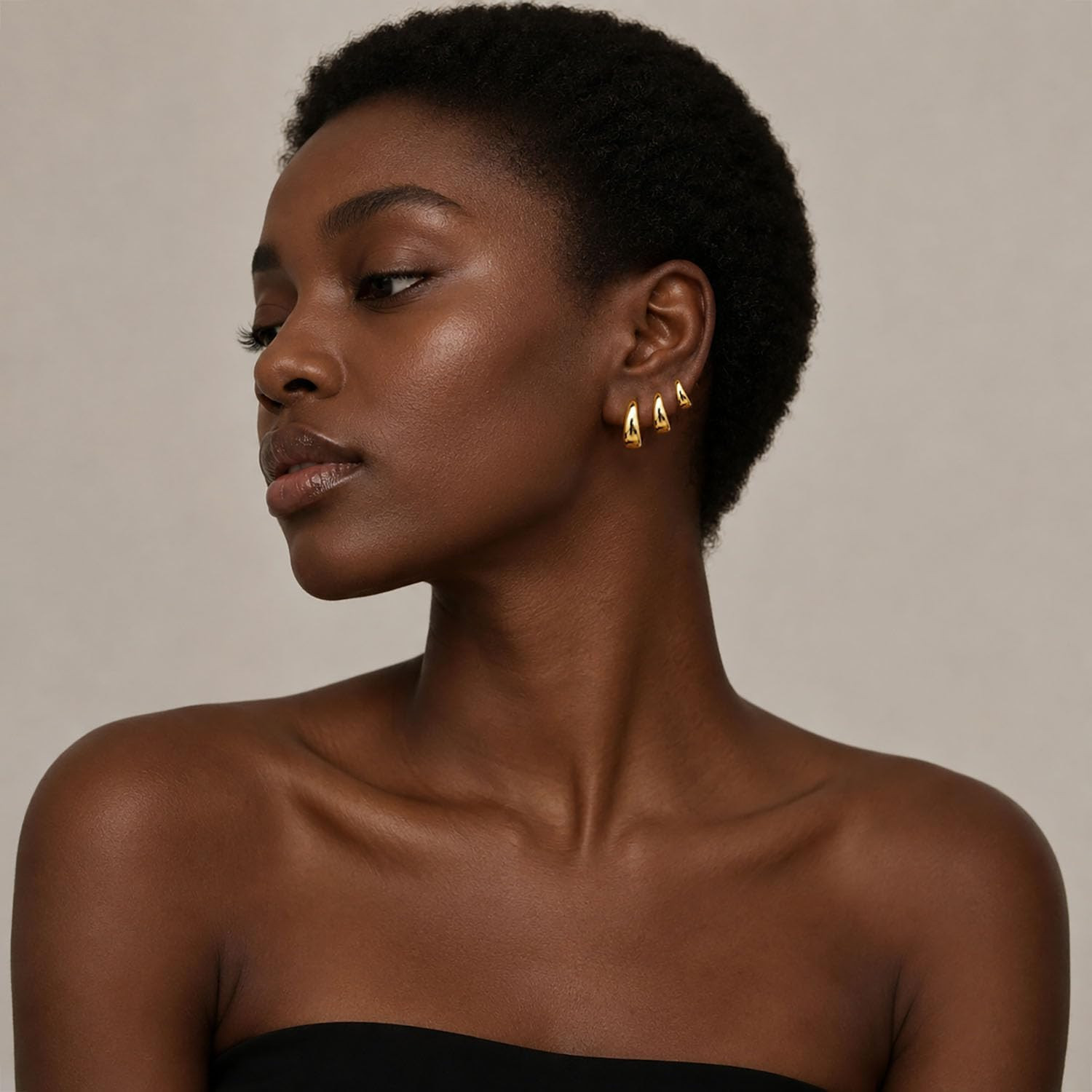 3Pairs Gold Hoop Earrings Set for Women Trendy Chunky Huggie Dainty Earring Jewe