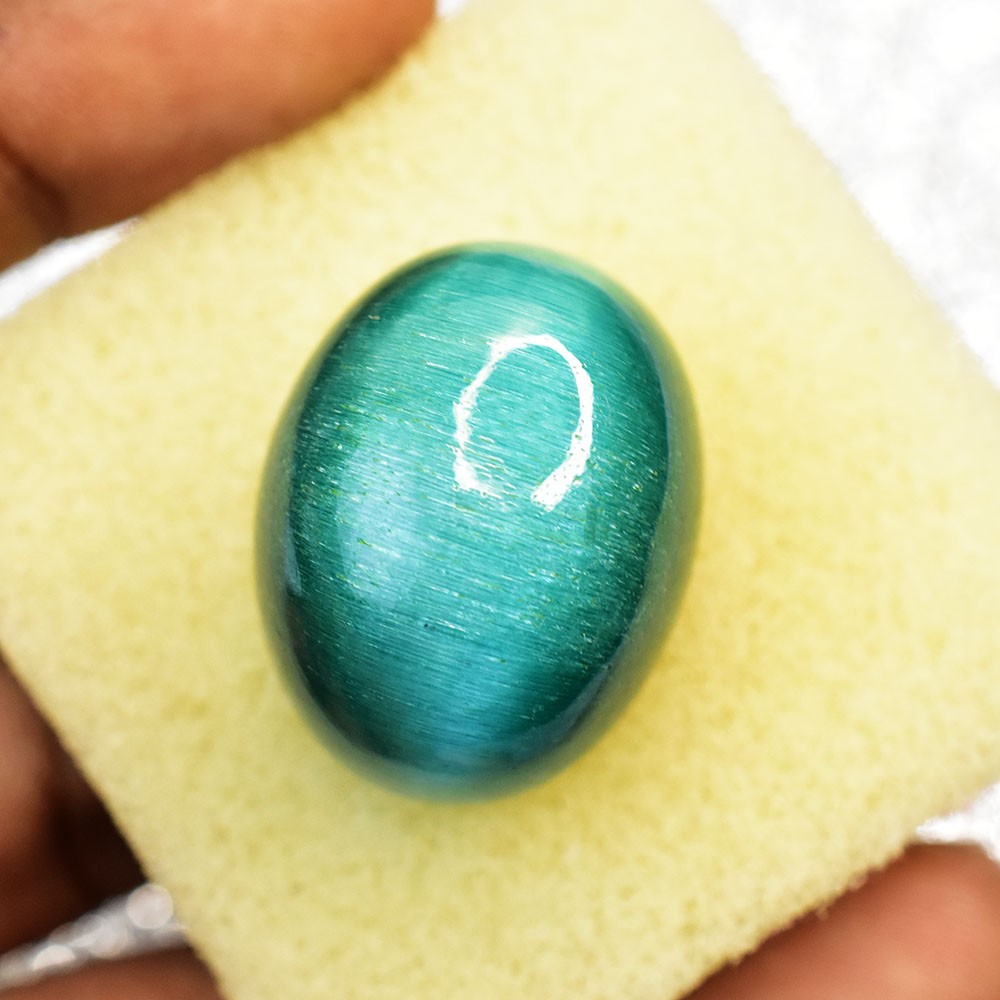 Natural Green Cat’s Eye CERTIFIED 84.70 Ct RARE Cabochon Cut Loose Gemstone